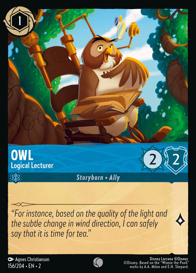 Owl - Logical Lecturer 2-156 Lorcana card