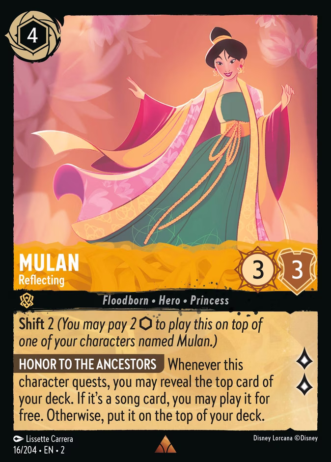 Mulan - Reflecting 2-16 Lorcana card