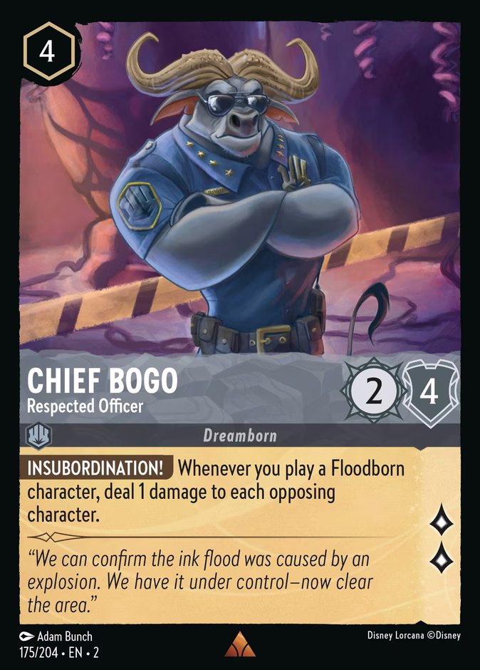 Chief Bogo - Respected Officer 2-175 Lorcana card