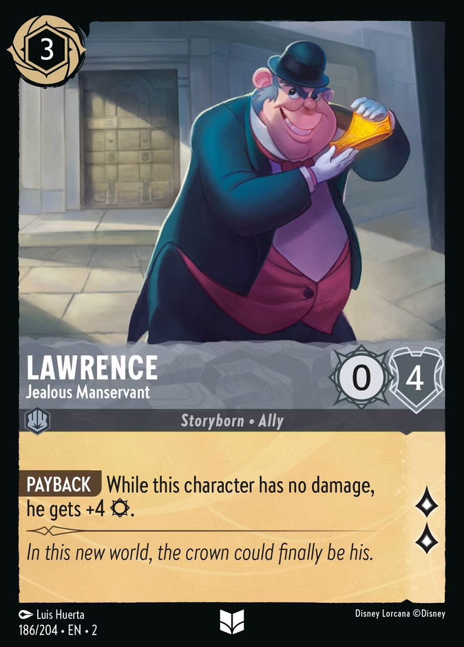 Lawrence - Jealous Manservant 2-186 Lorcana card