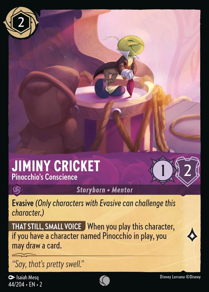 Jiminy Cricket - Pinocchio's Conscience 2-44 Lorcana card
