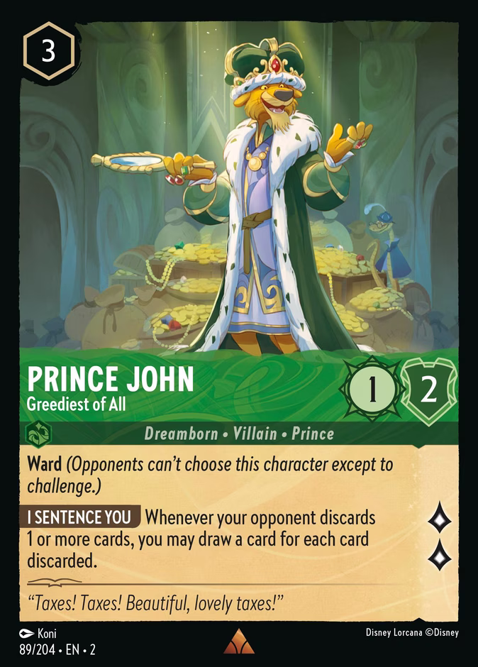 Prince John - Greediest of All 2-89 Lorcana card