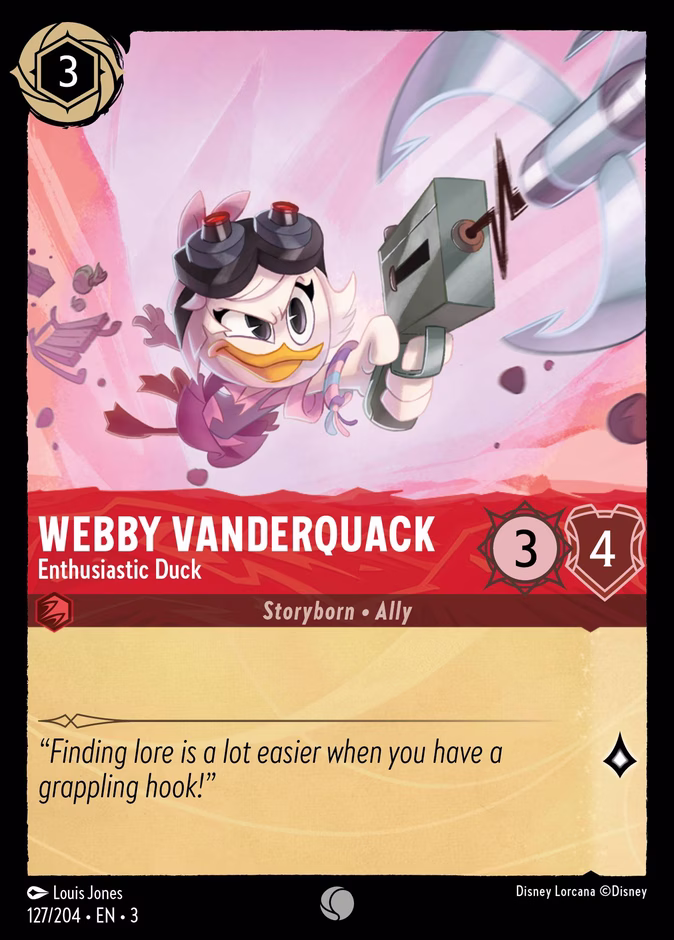 Webby Vanderquack - Enthusiastic Duck 3-127 Lorcana card