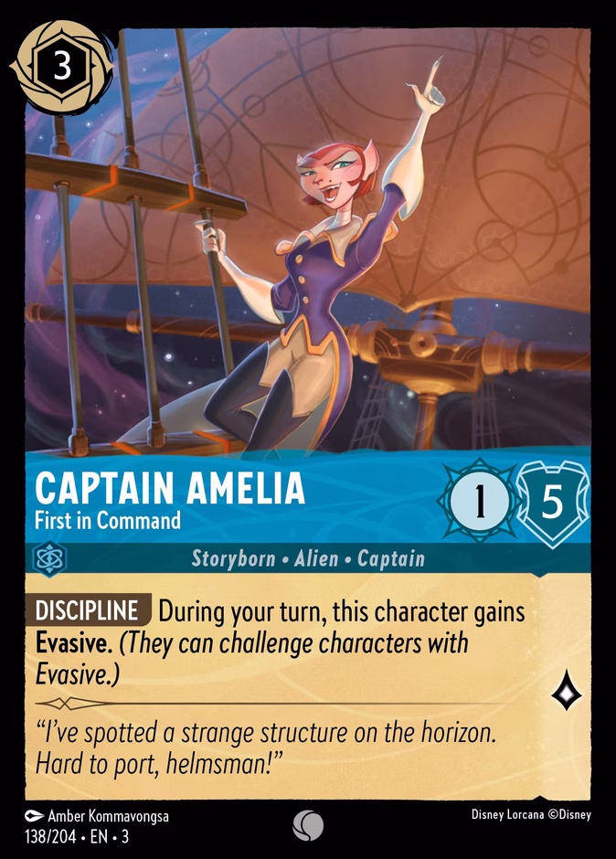 Captain Amelia - First in Command 3-138 Lorcana card
