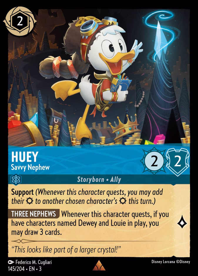 Huey - Savvy Nephew 3-145 Lorcana card