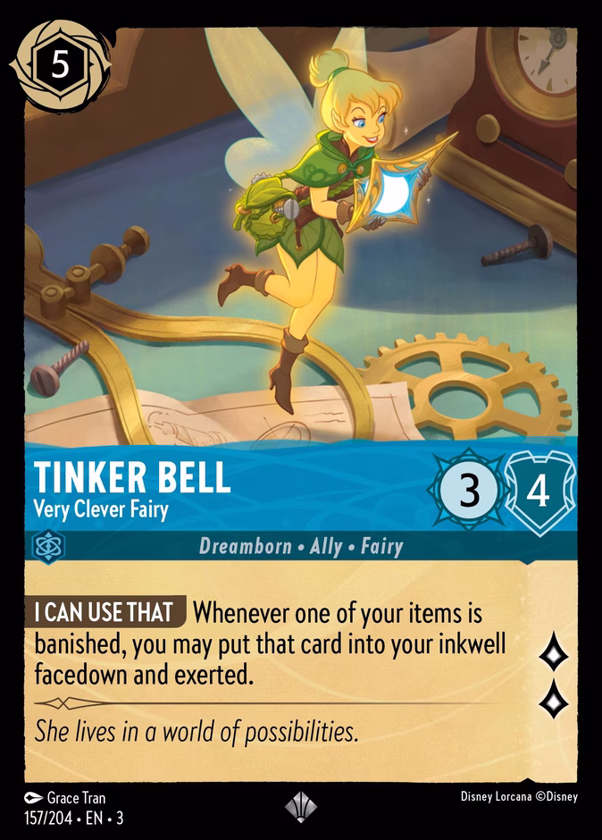 Tinker Bell - Very Clever Fairy 3-157 Lorcana card