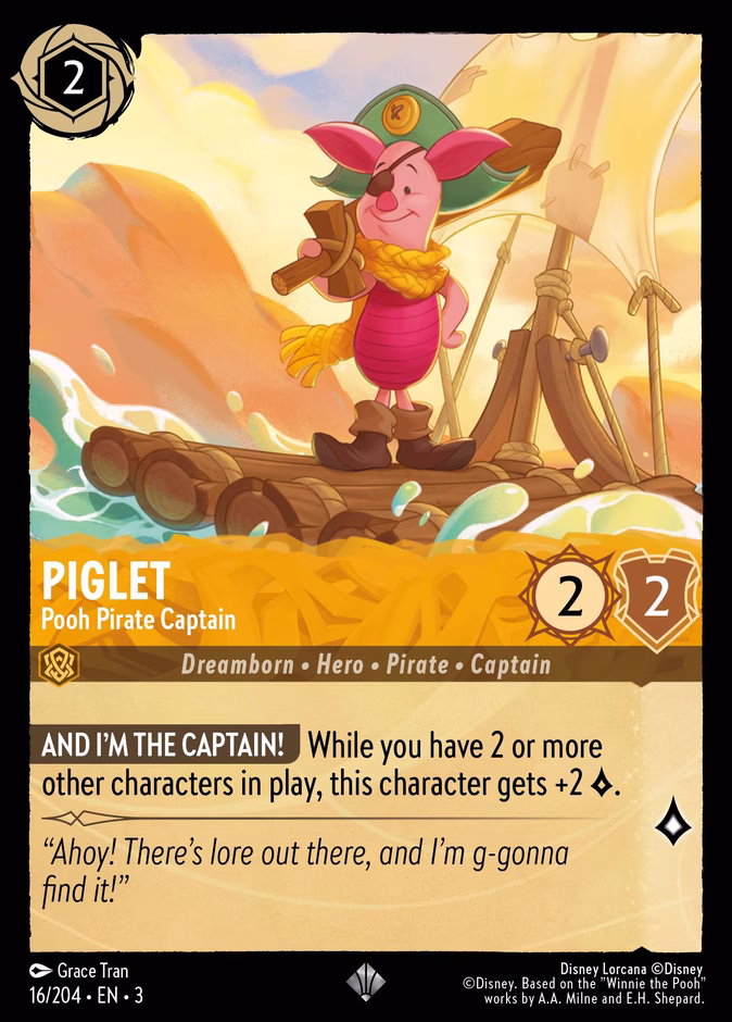 Piglet - Pooh Pirate Captain 3-16 Lorcana card