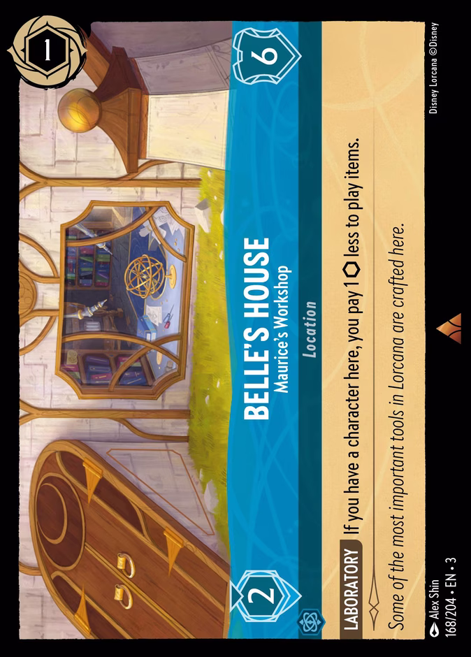 Belle's House - Maurice's Workshop 3-168 Lorcana card