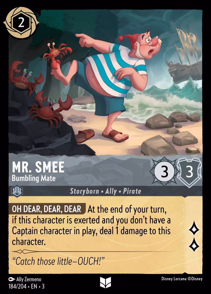 Mr. Smee - Bumbling Mate 3-184 Lorcana card