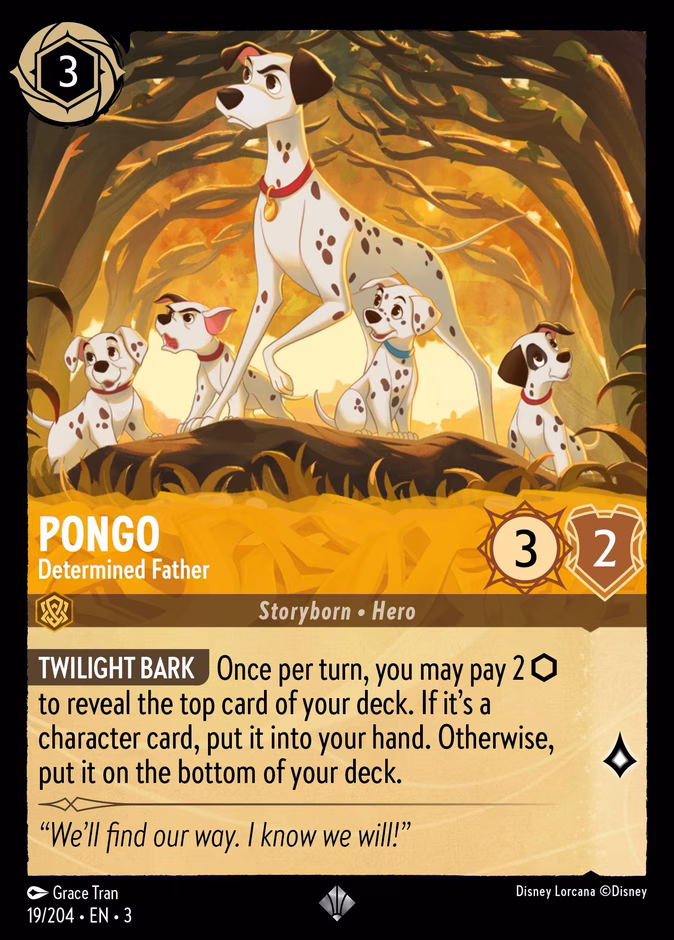 Pongo - Determined Father 3-19 Lorcana card