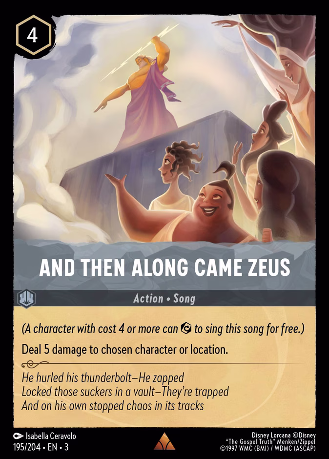 And Then Along Came Zeus 3-195 Lorcana card