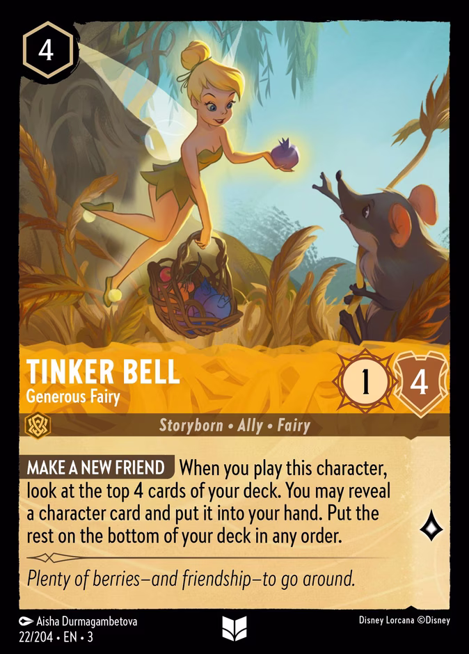 Tinker Bell - Generous Fairy 3-22 Lorcana card