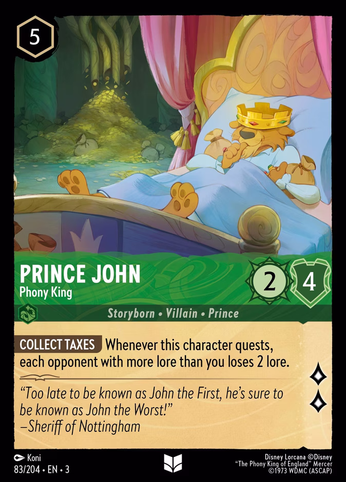 Prince John - Phony King 3-83 Lorcana card