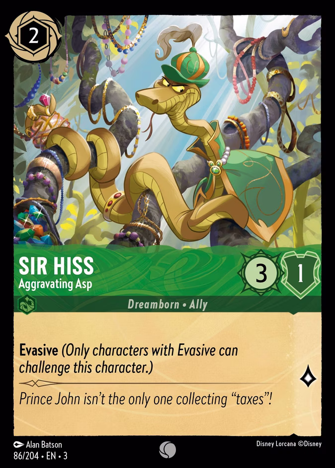 Sir Hiss - Aggravating Asp 3-86 Lorcana card