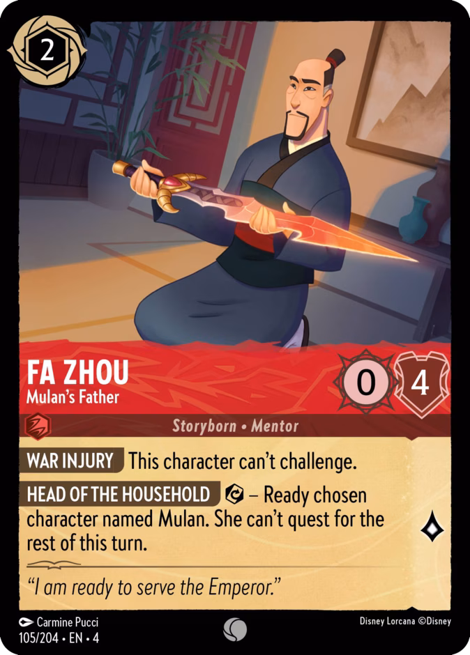 Fa Zhou - Mulan's Father 4-105 Lorcana card