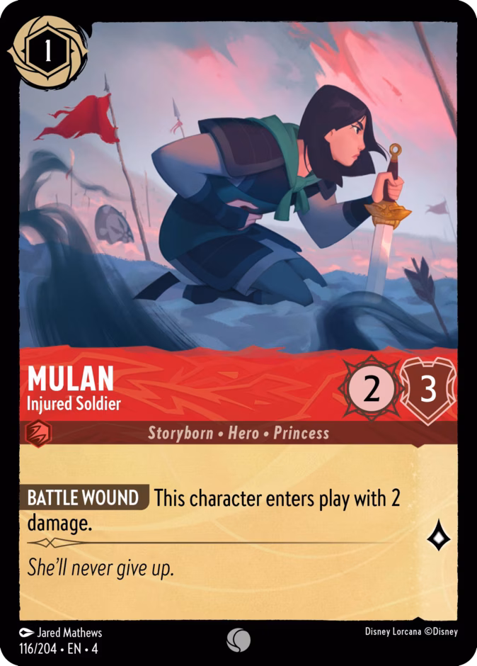 Mulan - Injured Soldier 4-116 Lorcana card