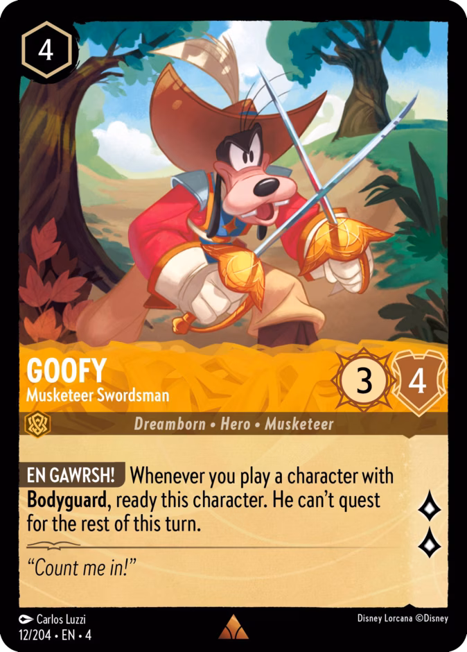 Goofy - Musketeer Swordsman 4-12 Lorcana card