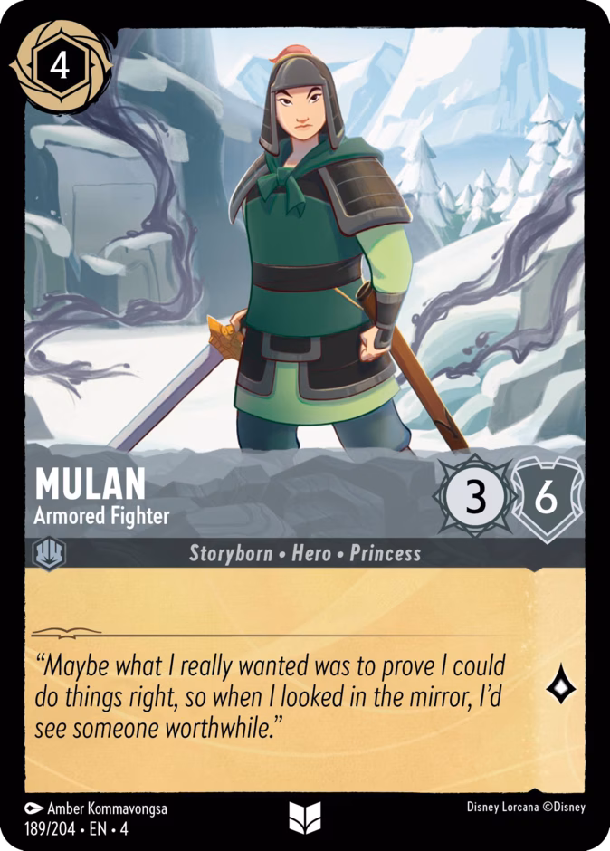 Mulan - Armored Fighter 4-189 Lorcana card