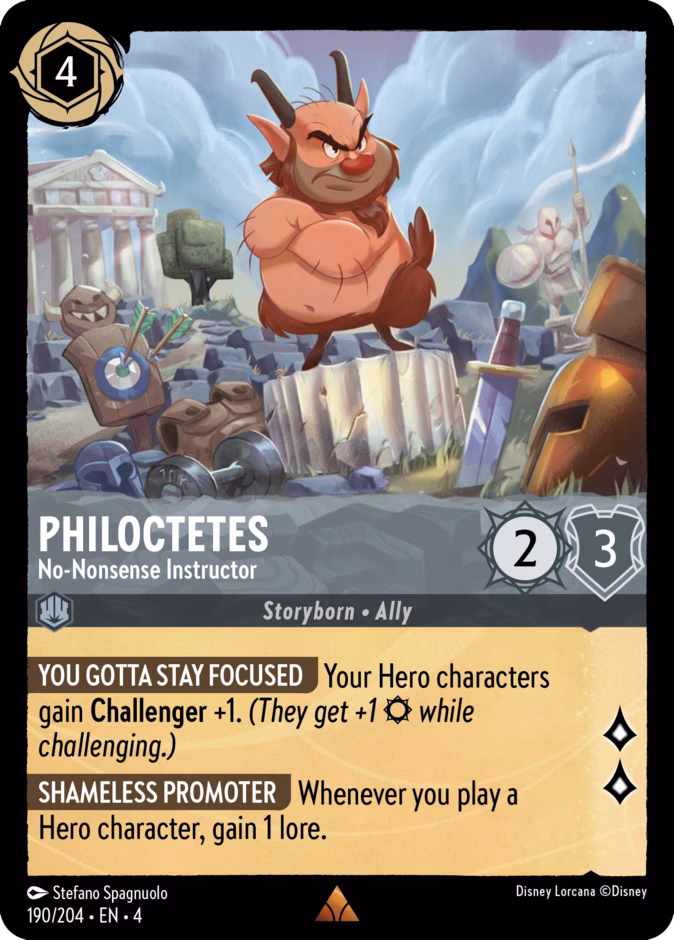 Philoctetes - No-Nonsense Instructor 4-190 Lorcana card