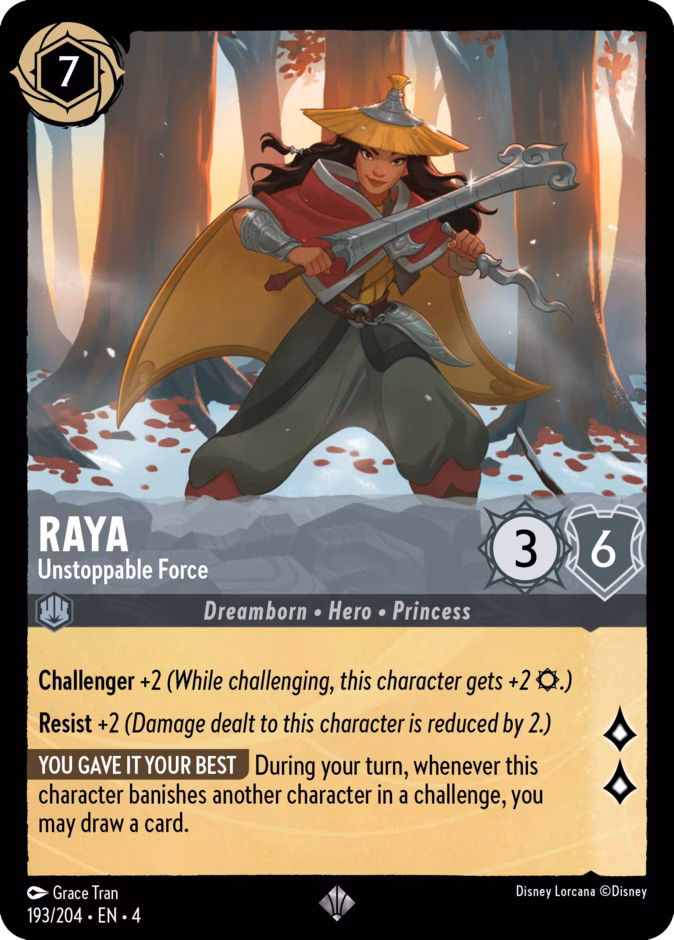 Raya - Unstoppable Force 4-193 Lorcana card
