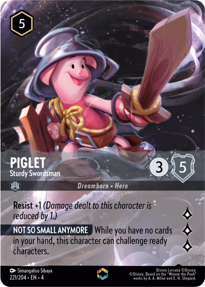 Piglet - Sturdy Swordsman 4-221 Lorcana card