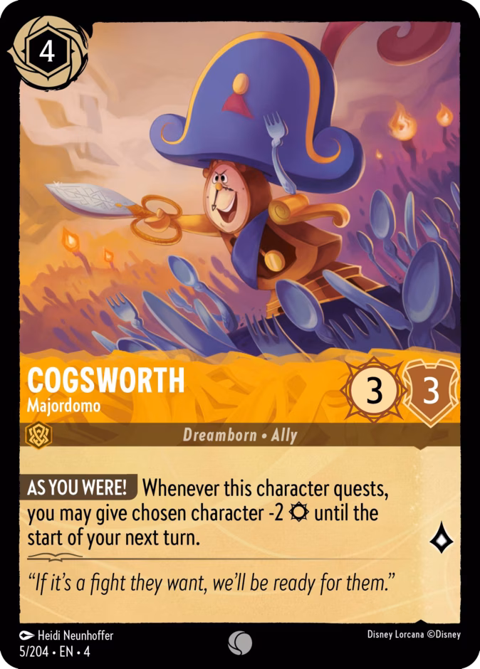 Cogsworth - Majordomo 4-5 Lorcana card