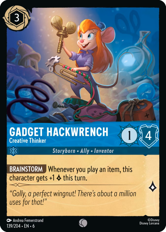 Gadget Hackwrench - Creative Thinker 6-139 Lorcana card