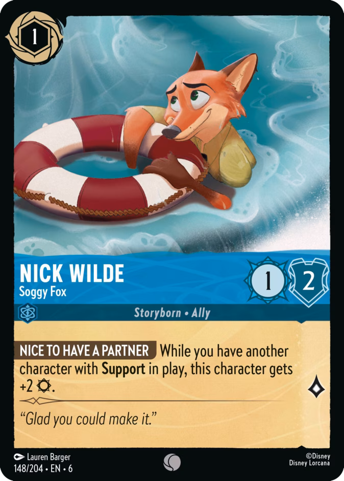 Nick Wilde - Soggy Fox 6-148 Lorcana card