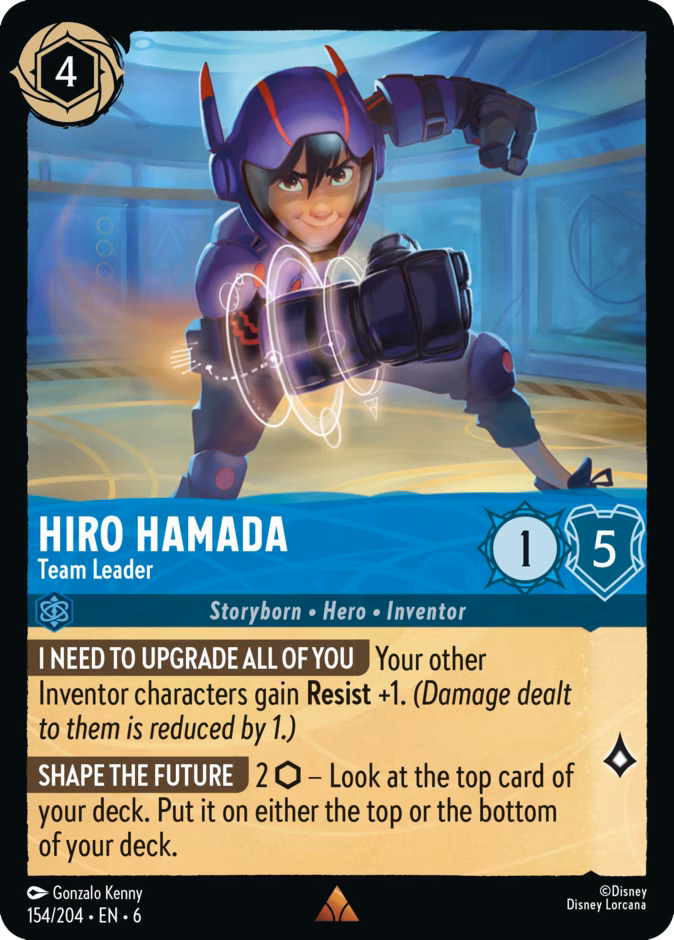 Hiro Hamada - Team Leader 6-154 Lorcana card