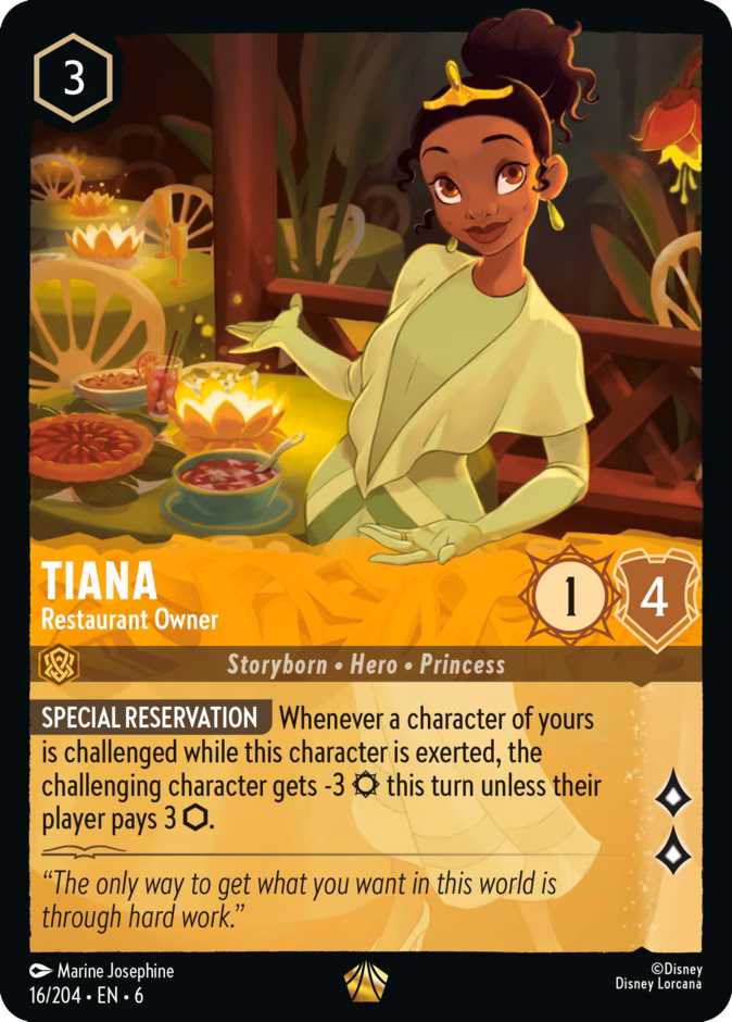 Tiana - Restaurant Owner 6-16 Lorcana card