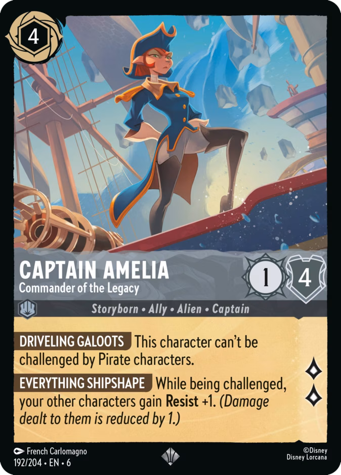 Captain Amelia - Commander of the Legacy 6-192 Lorcana card