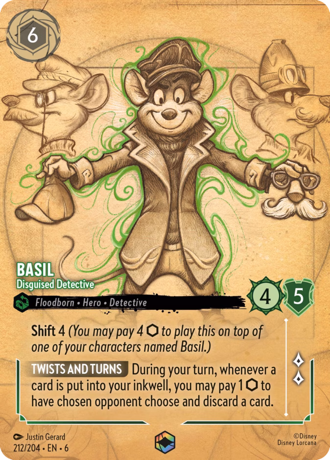 Basil - Disguised Detective 6-212 Lorcana card