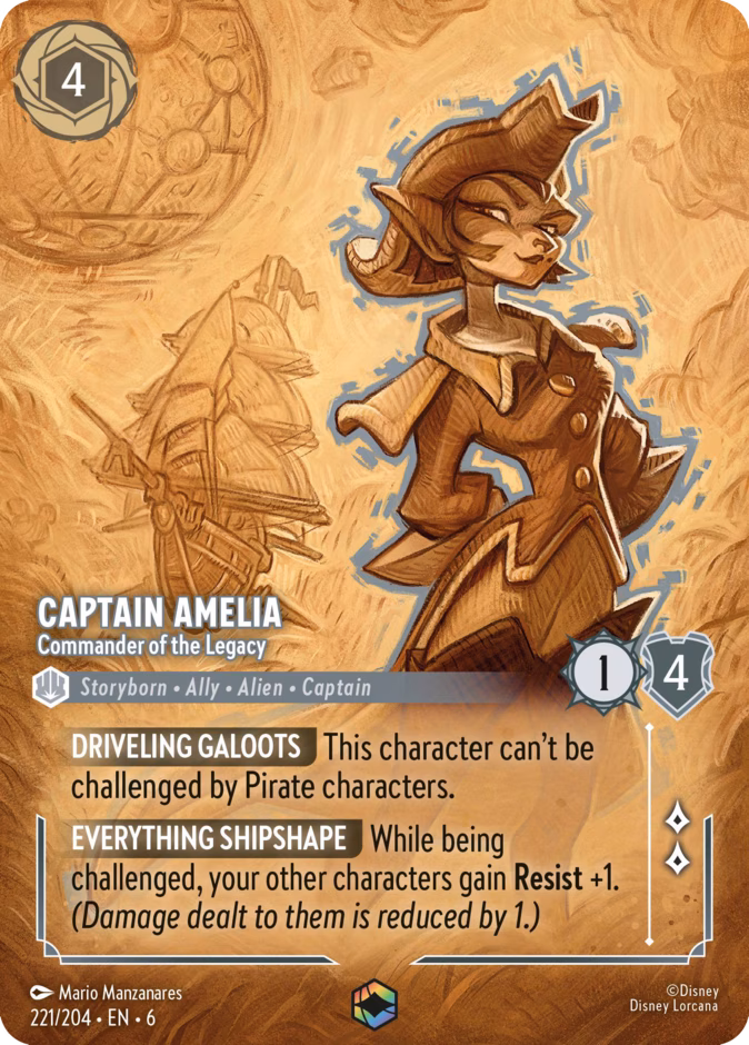 Captain Amelia - Commander of the Legacy 6-221 Lorcana card