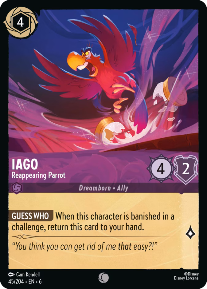 Iago - Reappearing Parrot 6-45 Lorcana card