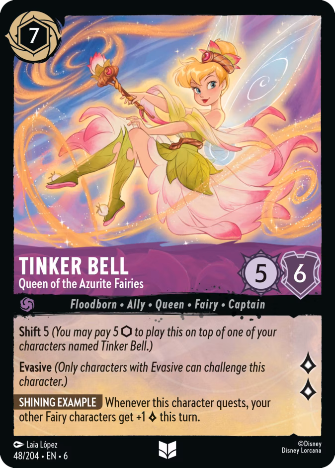 Tinker Bell - Queen of the Azurite Fairies 6-48 Lorcana card