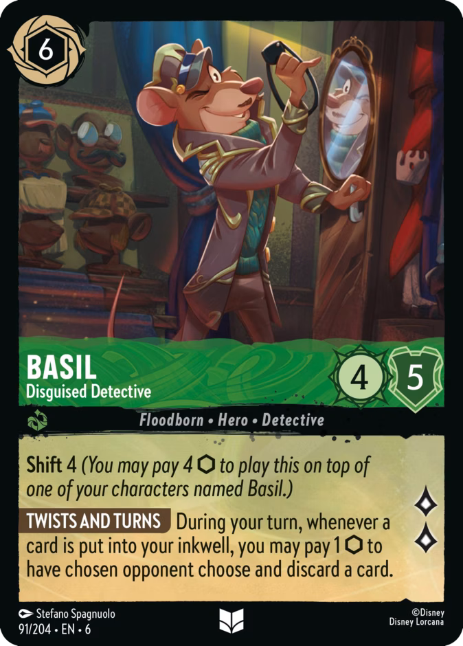 Basil - Disguised Detective 6-91 Lorcana card