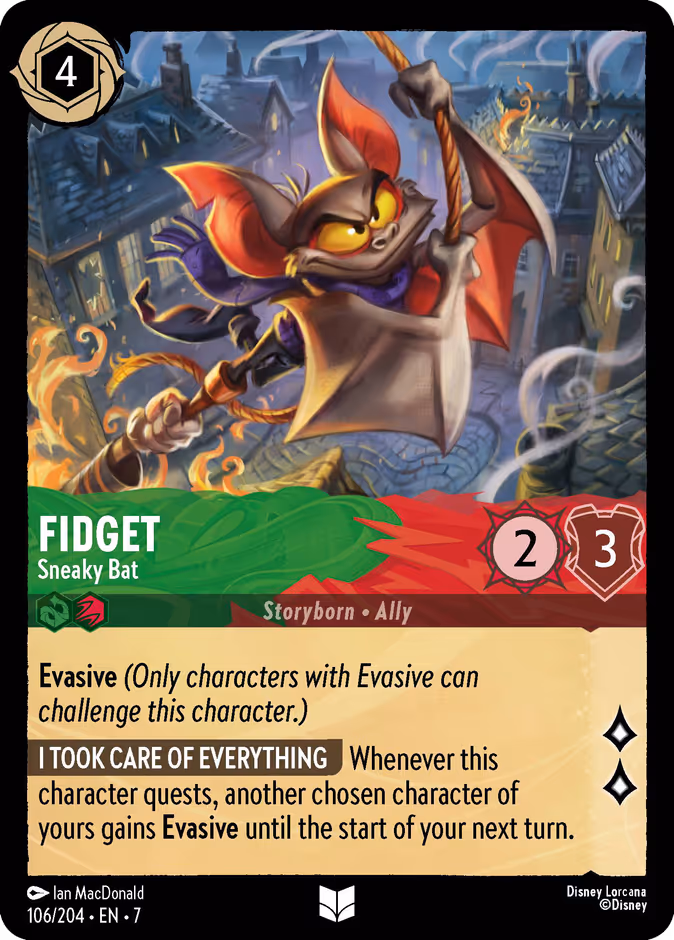 Fidget - Sneaky Bat 7-106 Lorcana card