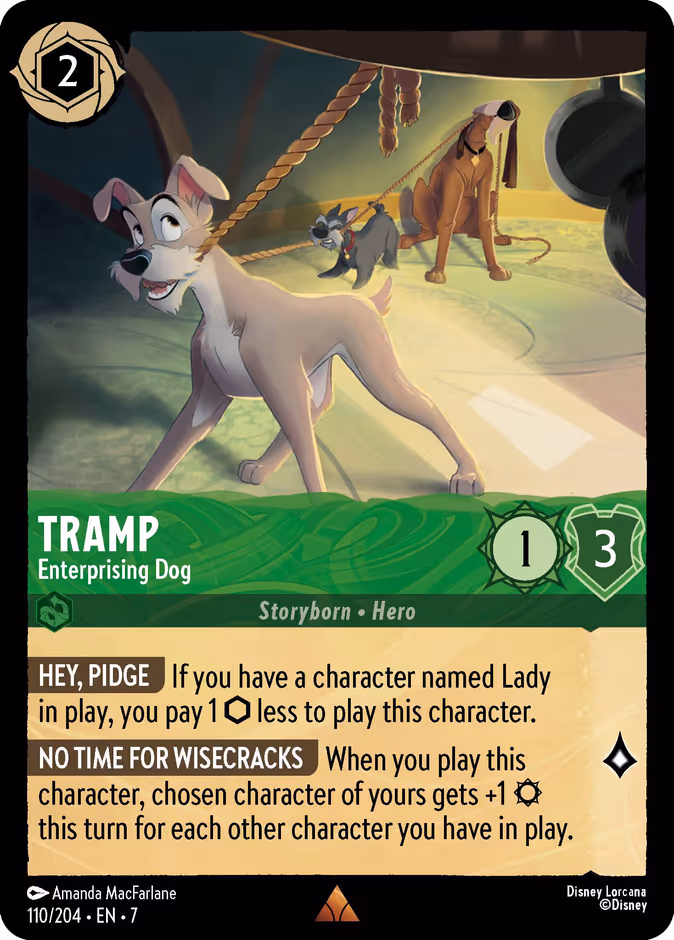 Tramp - Enterprising Dog 7-110 Lorcana card