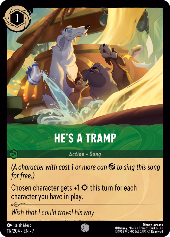 He's A Tramp 7-117 Lorcana card
