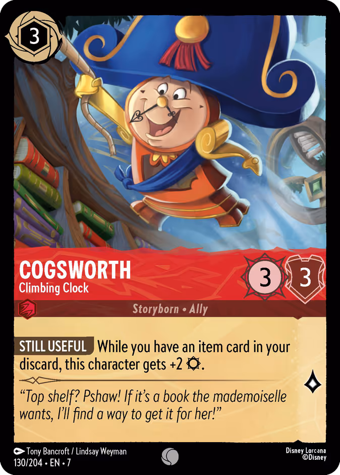 Cogsworth - Climbing Clock 7-130 Lorcana card