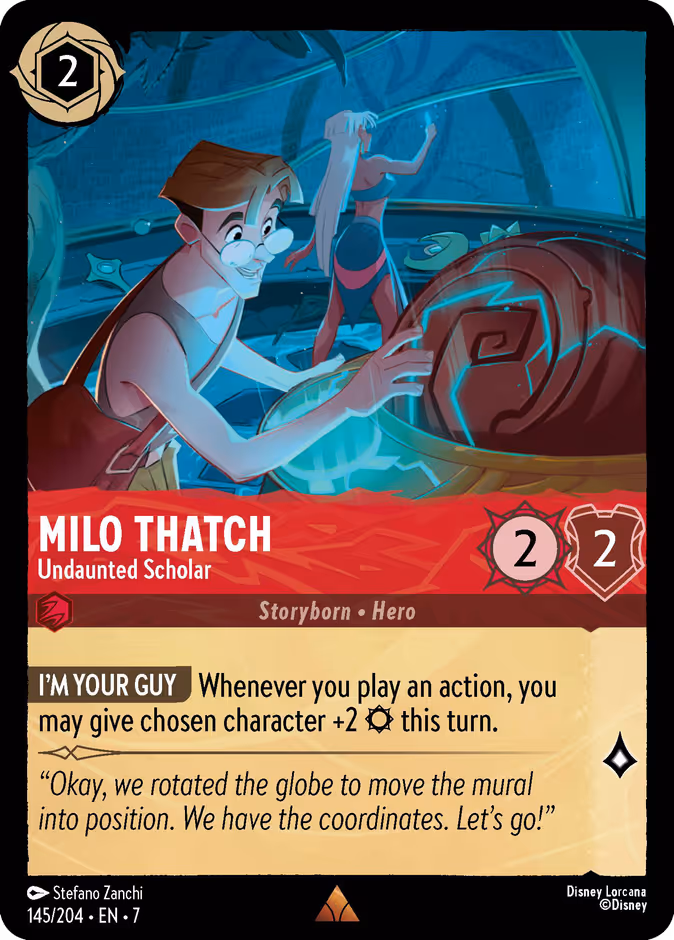 Milo Thatch - Undaunted Scholar 7-145 Lorcana card