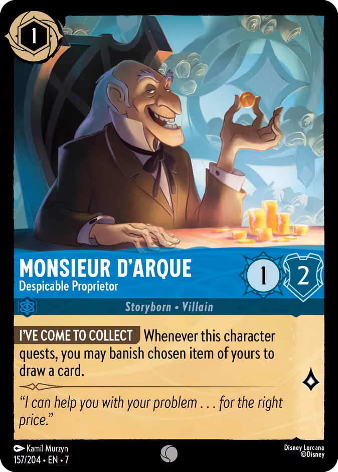 Monsieur D'Arque - Despicable Proprietor 7-157 Lorcana card