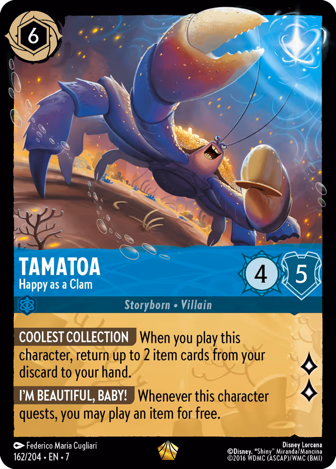 Tamatoa - Happy as a Clam 7-162 Lorcana card