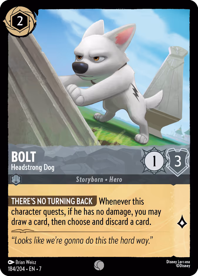 Bolt - Headstrong Dog 7-184 Lorcana card
