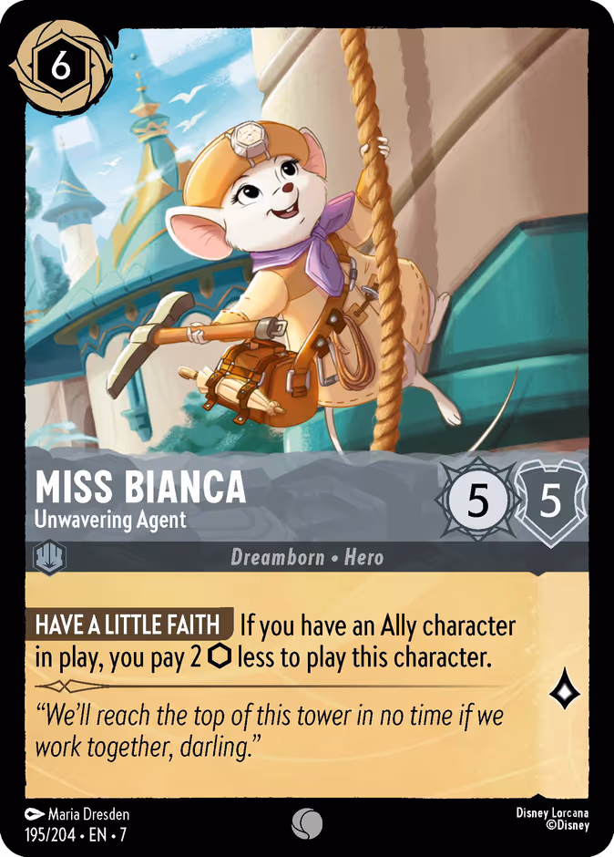 Miss Bianca - Unwavering Agent 7-195 Lorcana card