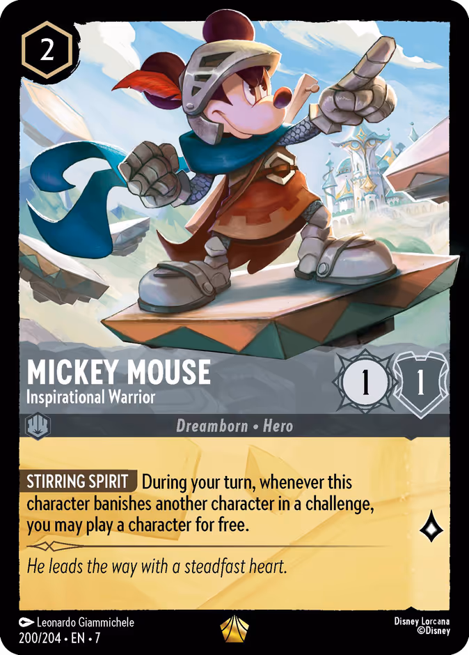 Mickey Mouse - Inspirational Warrior 7-200 Lorcana card