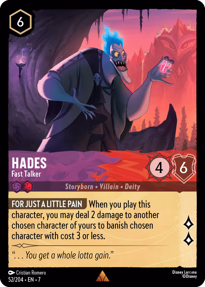 Hades - Fast Talker 7-52 Lorcana card