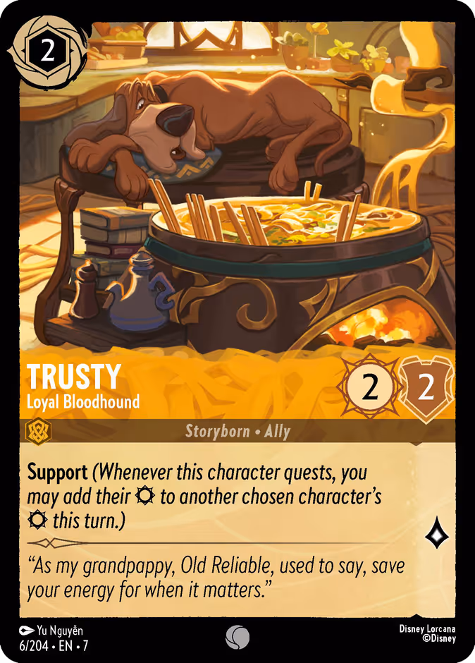 Trusty - Loyal Bloodhound 7-6 Lorcana card