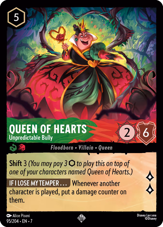 Queen of Hearts - Unpredictable Bully 7-95 Lorcana card