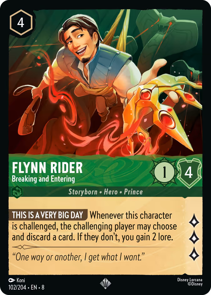 Flynn Rider - Breaking and Entering 8-102 Lorcana card